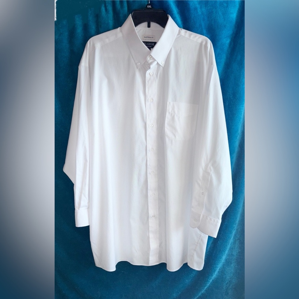 Jos. A. Bank Traveler Traditional fit Crisp White Cotton Dress Shirt Size 18-33 - Picture 3 of 14